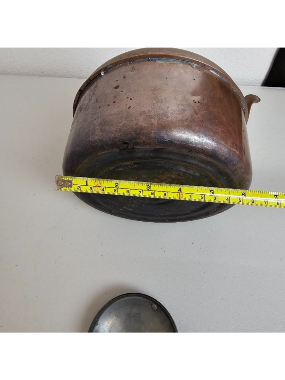 Vintage Copper Teapot Kettle Wood Handle Primitive Rustic Farmhouse Decor Only - Picture 7 of 8